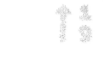 3d rendering of nails in shape of symbol of sort numeric up with shadows isolated on white background
