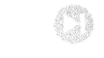 3d rendering of nails in shape of symbol of skip with shadows isolated on white background