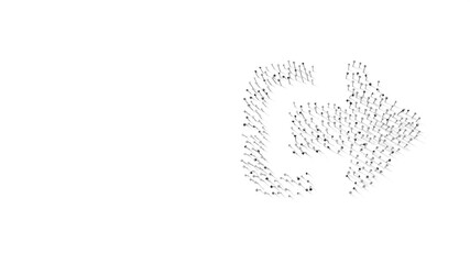 3d rendering of nails in shape of symbol of sign out alt with shadows isolated on white background