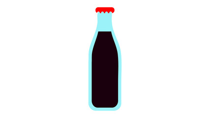black lemonade in a glass bottle on a white background, vector illustration. cola for drinking fast food. harmful lemonade. Eco-friendly packaging without plastic. care for the environment