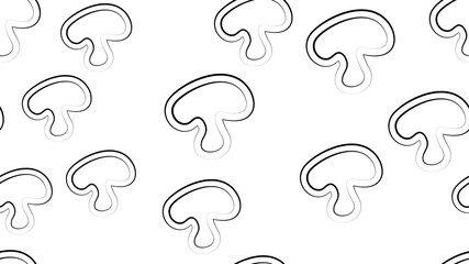 mushrooms on a white background, illustration, pattern. a piece of champignon in a cut. mushroom set. vegetable pattern. illustration black and white in pencil drawing style