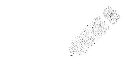 3d rendering of nails in shape of symbol of pen with shadows isolated on white background