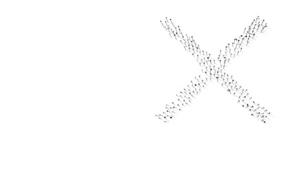 3d rendering of nails in shape of symbol of multiply with shadows isolated on white background