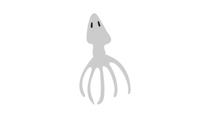 Squid animal cartoon character isolated on white background