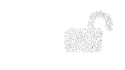 3d rendering of nails in shape of symbol of lock open with shadows isolated on white background