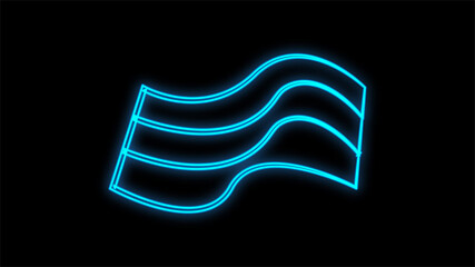 piece of bacon on a black background, illustration, neon. a piece of fried pork. meat with lard. neon sign in blue, bright illumination