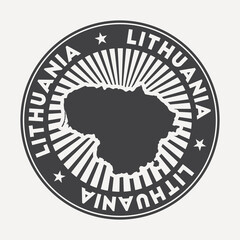 Lithuania round logo. Vintage travel badge with the circular name and map of country, vector illustration. Can be used as insignia, logotype, label, sticker or badge of the Lithuania.
