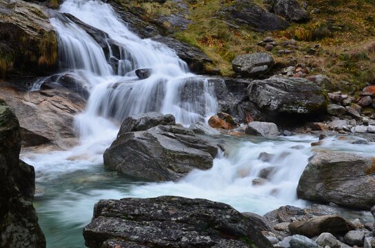 waterfall in the mountains, long exposure picture