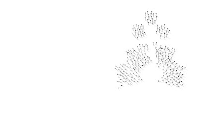 3d rendering of nails in shape of symbol of holly berry with shadows isolated on white background