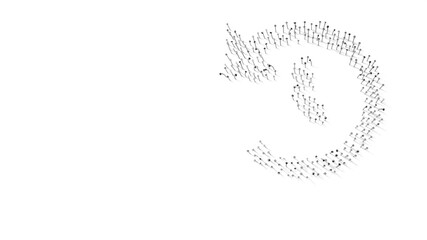 3d rendering of nails in shape of symbol of history with shadows isolated on white background