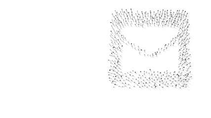 3d rendering of nails in shape of symbol of envelope square with shadows isolated on white background