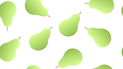 Watercolor Pears Seamless Background Pattern.Hand Painted Minimalist Seamless Pattern with Watercolor Whole Pears and Green Leaves