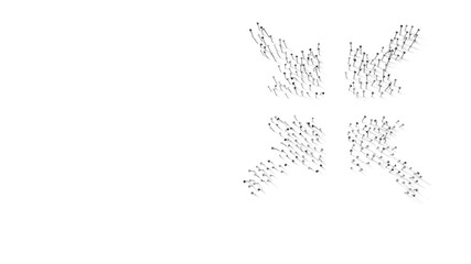 3d rendering of nails in shape of symbol of compress arrows with shadows isolated on white background