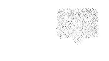 3d rendering of nails in shape of symbol of rectangular chat bubble with shadows isolated on white background