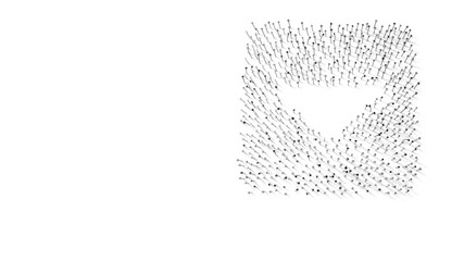 3d rendering of nails in shape of symbol of caret square down with shadows isolated on white background