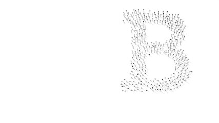 3d rendering of nails in shape of symbol of bold with shadows isolated on white background