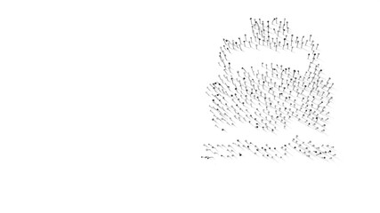 3d rendering of nails in shape of symbol of boat with shadows isolated on white background