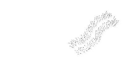 3d rendering of nails in shape of symbol of bacon with shadows isolated on white background