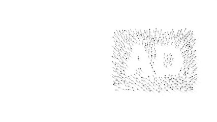 3d rendering of nails in shape of symbol of audio description with shadows isolated on white background