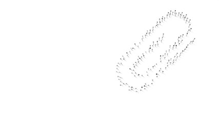 3d rendering of nails in shape of symbol of attachment with shadows isolated on white background