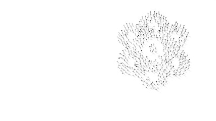 3d rendering of nails in shape of symbol of atom with shadows isolated on white background