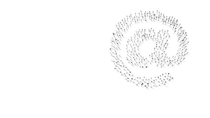 3d rendering of nails in shape of symbol of at sign with shadows isolated on white background
