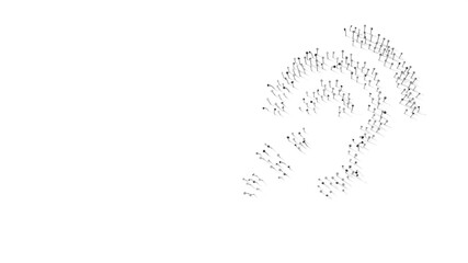 3d rendering of nails in shape of symbol of assistive listening systems with shadows isolated on white background
