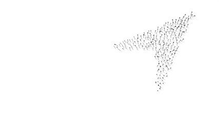 3d rendering of nails in shape of symbol of compass needle with shadows isolated on white background