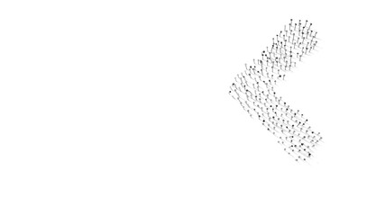 3d rendering of nails in shape of symbol of angle left with shadows isolated on white background