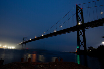 Bridge Dusk Fog Lights Water 