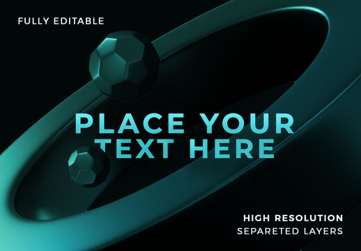 3D Rendering of Turquoise Rings and Hexagonal Balls Mockup