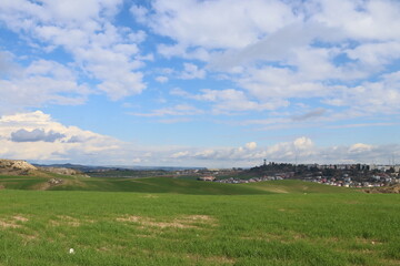landscape with mountains and clouds