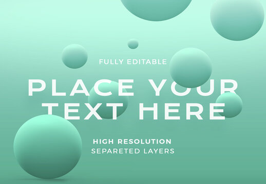 Floating Pastel Green Spheres Mockup