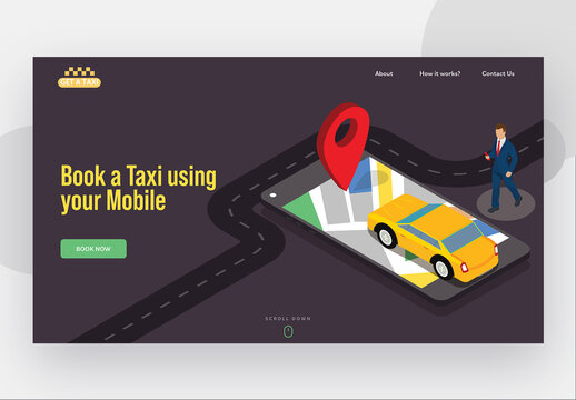 Responsive Landing Page Design for Book a Taxi Using Your Mobile.