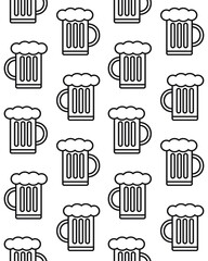 Vector seamless pattern of flat beer isolated on white background