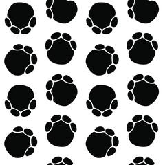 Vector seamless pattern of hand drawn elephant paw footprint isolated on white background