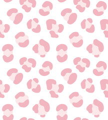 Fototapeta na wymiar Vector seamless pattern of pink hand drawn leopard dotted fur print isolated on white background