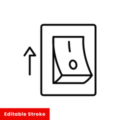 Light on, electric switch line icon. Power turn off button outline style sign for web and app. Toggle switch off position vector illustration on white background isolated. Editable stroke EPS 10