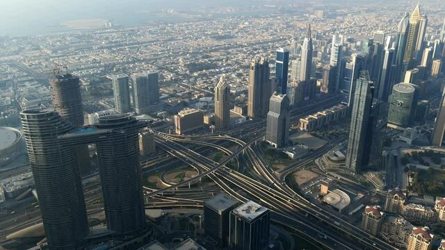 City landscape with highway junction in Dubai