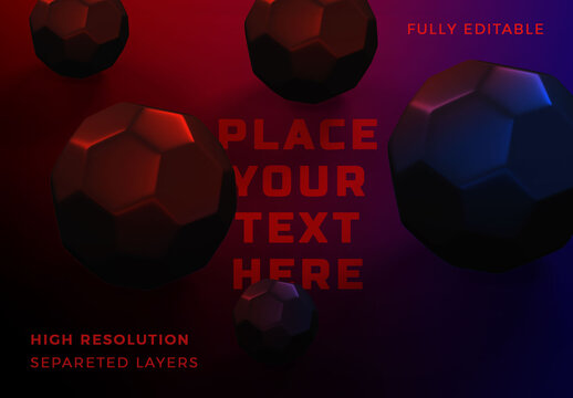Gradient Composition of Dodecahedron Shapes Mockup