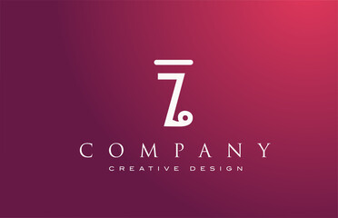 Z pink white alphabet letter icon logo. Design for lettering and corporate identity. Elegant template with vintage abstract style
