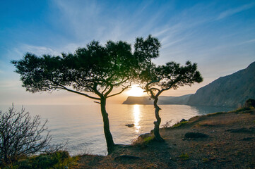 Sunset on the Black sea coast of Crimea.