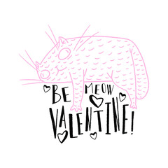 Be meow valentine concrept vector illustration.