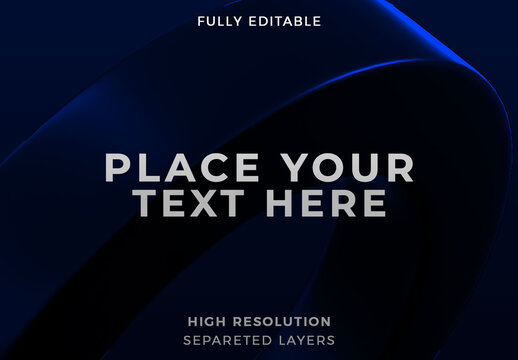 Metallic Blue Ring Floating in Dark Space Mockup