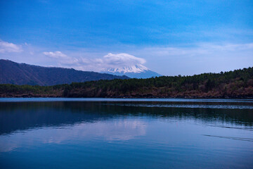 lake and mountains - Mount Fuji in Japan 