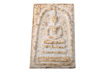 Amulets, Macro  Thai buddha amulet    isolated on white background.