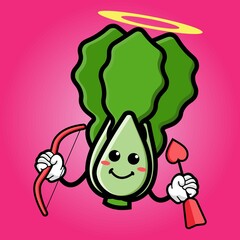 cute lettuce cartoon mascot character