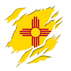 New Mexico American Flag and Coat of Arms with Ripped Effect Design