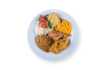 Caruru typical Brazilian food from Bahia with white background top view
