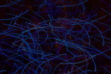 Blue lights photo art as abstract background with long shutter speed.